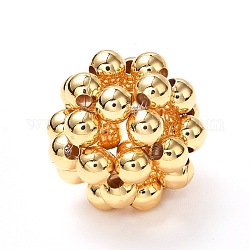 Perline intrecciate rotonde, con perline in ottone, oro, 16mm, Foro: 3.5 mm
