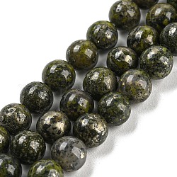 Fili di perline di pirite verde naturale, tondo, 6mm, Foro: 1 mm, circa 66~67pcs/filo, 15.16~15.35 pollice (38.5~39 cm)