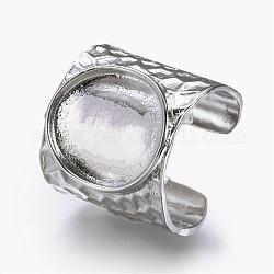 Impostazioni dell'anello per le dita del pad in ottone, formato 9, platino, vassoio: 16.5x15mm, 19mm