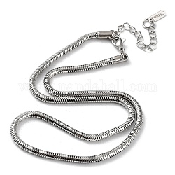 304 collier chaîne serpent ronde en acier inoxydable, couleur inoxydable, 15.87 pouce (40.3 cm)
