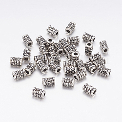 Tibetischer stil legierung perlen, Bleifrei und Nickel frei und Cadmiumfrei, Tube, Antik Silber Farbe, ca. 5 mm breit, 7.5 mm dick, Bohrung: 2 mm