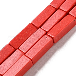 Fili di perline tinti di diaspro imperiale sintetico, imitazione howlite rossa, rettangolo, rosso, 13~13.5x4~4.5x4~4.5mm, Foro: 1.4 mm, circa 28~29pcs/filo, 14.49''~14.96'' (36.8~38 cm)