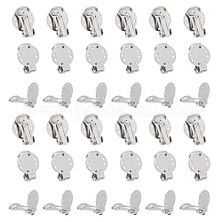 Unicraftale 40 Stück 20 mm lang, 304 Ohrclips aus Edelstahl, flache, runde Rückseite aus Metall, hypoallergene Ohrbügel, Clip-on-Konverter-Ohrringpads für die Herstellung von Ohrringen