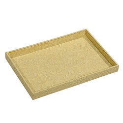 Cuboid Synthetic Wood Jewelry Displays, Covered with Burlap Cloth, Light Khaki, 350x240x30mm