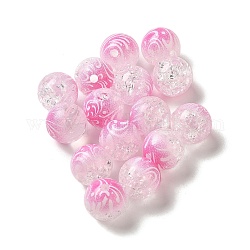 Perles acryliques craquelées peintes en spray bicolore, ronde, rose chaud, 10mm, Trou: 1.8mm, environ 850 pcs/500 g