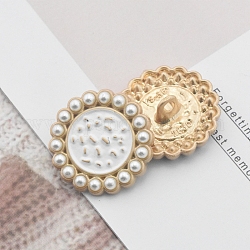 Bottoni con gambo in lega smaltata, con finte perle di plastica, per accessori per l'abbigliamento, bianco, 18mm