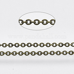 Brass Cable Chains, Soldered, with Spool, Oval, Long-Lasting Plated, Cadmium Free & Nickel Free & Lead Free, Antique Bronze, 1.8x1.5x0.5mm, about 301.83 Feet(92m)/roll
