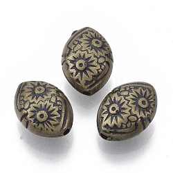 Antique Style CCB Plastic Beads, for DIY Jewelry Making, Horse Eye with Flower, Antique Bronze, 13x9.5x7mm, Hole: 1.2mm, about 1220pcs/500g