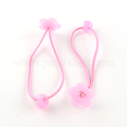 Accessori per capelli fiore cravatte capelli elastici, Supporto ponytail, con materiale acrilico, perla rosa, 180x2mm, 100 pc / balla