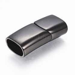 304 fermoirs magnétiques en acier inoxydable avec emembouts à coller, rectangle, gunmetal, 29x14x8.5mm, Trou: 6~7x12mm