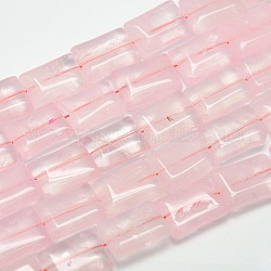 Natural Rose Quartz Rectangle Bead Strands, 18x13x6mm, Hole: 1mm, about 21pcs/strand, 15.74inch