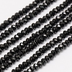Natural Black Quartz Rondelle Bead Strands, Faceted, 3x2mm, Hole: 1mm, about 200pcs/strand, 15.7inch