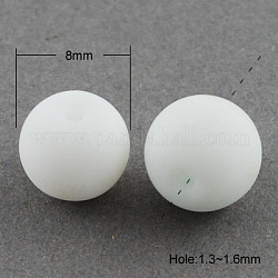 Painted Glass Bead Strands, Rubberized Style, Round, White, 8mm, Hole: 1.3~1.6mm, about 100pcs/strand, 31.4inch