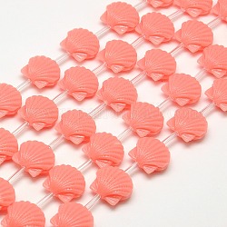 Synthetic Gemstone Coral Beads Strands, Dyed, Seashell Color, Salmon, 16x16x8mm, Hole: 1mm, about 18pcs/strand, 17.32inch