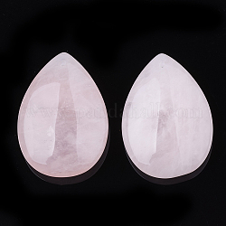 Природного розового кварца подвески, слеза, 34~35.5x24~25x9 мм, отверстие : 1 мм