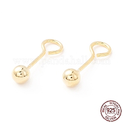 Accessoires de clous d'oreilles en 925 argent sterling, boule, or, 17x4mm, Trou: 3.4mm, pin: 0.7 mm