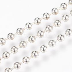 Chaînes de boule en fer, chaîne de perles, soudé, avec bobine, sans nickel, platine, 3.2mm, environ 164.04 pied (50 m)/rouleau