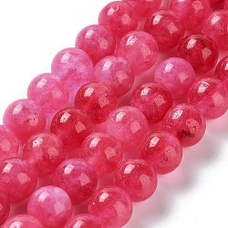 Dyed Natural Malaysia Jade Beads Strands, Round, Cerise, 8mm, Hole: 1.2mm, about 23pcs/strand, 7.28 inch(18.5cm)