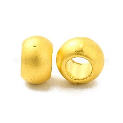 Rack de abalorios de la aleación de chapado, Abalorios de grande agujero, rerondana plana, color dorado mate, 9x5.5mm, agujero: 4.5 mm