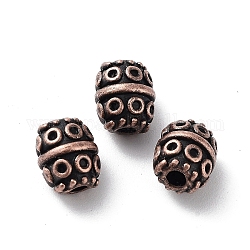 Tibetischer stil legierung perlen, cadmiumfrei und bleifrei, Fass, Rotkupfer, 7x8.5 mm, Bohrung: 1.8 mm