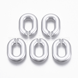 Spritzlackierte CCB-Kunststoff-Verbindungsringe, Quick-Link-Anschlüsse, für die Herstellung von Schmuckkabeln, Oval, Silber, 23.5x18x5 mm, Innendurchmesser: 6.5x13 mm
