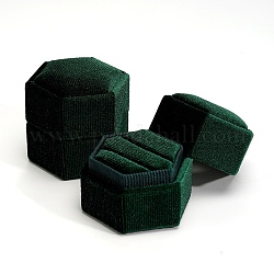 Scatole per anelli di velluto gorgecraft, esagono, verde scuro, 4.3x4.9x4.3cm