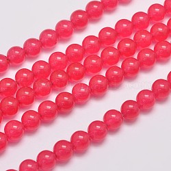 Natural & Dyed Malaysia Jade Bead Strands, Round, Cerise, 8mm, Hole: 1.0mm, about 48pcs/strand, 15 inch