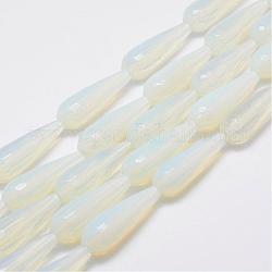 Perline Opalite fili, sfaccettato, lacrima, 30x10mm, Foro: 1 mm, circa 13pcs/filo, 14.9 pollice (38 cm)