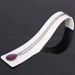 Présentoirs de bijoux de collier de pendentif acrylique, blanc, 8x4x4.6 cm