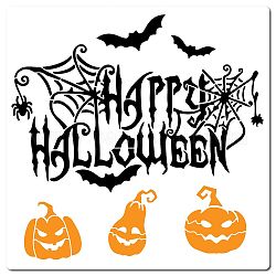 PET Plastic Drawing Painting Stencils Templates, Square, White, Halloween Themed Pattern, 30x30cm
