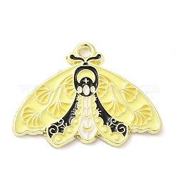 Emaille Anhänger Legierung, golden, Schmetterling mit Blumenanhänger, Gelb, 21x28x1.5 mm, Bohrung: 1.6 mm