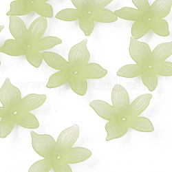 Transparente Acryl Perlen, matt, Blume, hellgrün, 26x27x6 mm, Bohrung: 1.8 mm, ca. 980 Stk. / 500 g