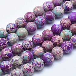 Fili di perle di diaspro imperiale naturale, tinto, tondo, blu viola, 6mm, Foro: 1 mm, circa 62pcs/filo, 15.5 pollice