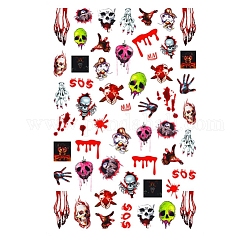Хэллоуин наклейки для ногтей, Самоклеящиеся принадлежности для дизайна ногтей с принтом черепа и когтей, для женщин и девочек diy дизайн ногтей, череп шаблон, 15.2x9 см