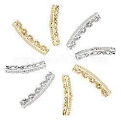 CHGCRAFT 8Pcs 4 Style Brass Micro Pave Cubic Zirconia Beads, Long-Lasting Plated, Tube Beads, Platinum & Golden, 30x6mm, Hole: 3.5~4mm, 2pcs/style