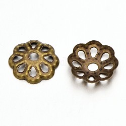 Antiquité ton bronzze talon de fer cap & cône, sans nickel, bronze antique, 8x2mm, Trou: 1mm