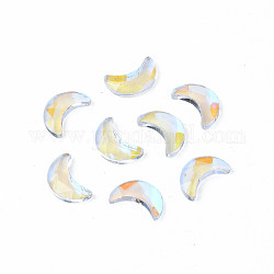 Cabochons de strass en verre, accessoires nail art de décoration, facette, lune, clair ab, 8x5x1.5mm