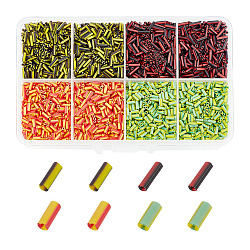 Arricraft 4 colori colori opachi perline bugle bicolore, tondo, colore misto, 4~8.5x2mm, Foro: 0.6~0.8 mm, circa 30 g / colore