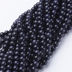 Synthetic Blue Goldstone Beads Strands, Round, 8mm