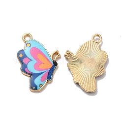 Pendente smaltati in lega, oro, fascino farfalla, colorato, 24.5x16.5x2mm, Foro: 1.6 mm