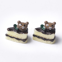 Resin Cabochons, Cake with Bear, Coconut Brown, 16~17x17~18x13mm