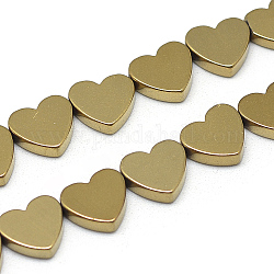 Chapelets de perles en hématite synthétique sans magnétiques, cœur, plaqué or, 6x5.5x2mm, Trou: 0.5mm, Environ 68 pcs/chapelet, 15.7 pouce
