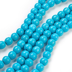 Chapelets de perles en turquoise synthétique, teinte, ronde, bleu profond du ciel, 8mm, Trou: 1mm, Environ 50 pcs/chapelet, 15.35 pouce