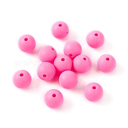 Perles de silicone écologiques de qualité alimentaire, ronde, rose foncé, 12mm, Trou: 2mm
