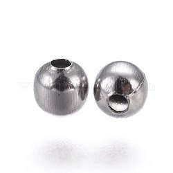 304 acciaio inossidabile perline distanziatore, tondo, colore acciaio inossidabile, 3mm, Foro: 1.5 mm