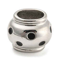 Perles en 304 acier inoxydable, avec l'émail, couleur inoxydable, Perles avec un grand trou   , rondelle, noir, 16x19x16.5mm, Trou: 11x7.2mm