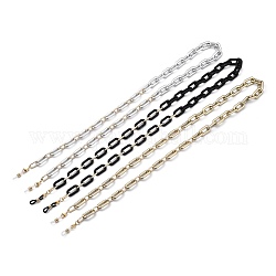 Brillenketten-Sets, Halsband für Brillen, mit sprühlackierten ccb kabel aus kunststoff & aluminium, 304 Hummerkrallenverschlüsse aus Edelstahl und Gummischlaufenenden, Mischfarbe, 31.1~31.4 Zoll (79~80 cm), 3 Stück / Set