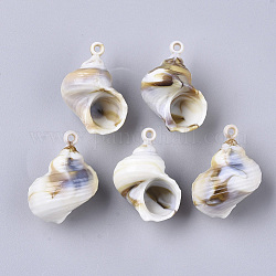 Ciondoli acrilico, stile gemstone imitato, shell cono, bianco floreale, 30x24.5x16mm, Foro: 1.8 mm, circa 155pcs/500g