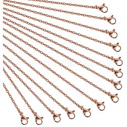 Nbeads 10 fili 17.7 pollici placcato oro rosa catene per la fabbricazione di gioielli collana catena portacavi a maglie con fermagli per aragosta per la creazione di gioielli