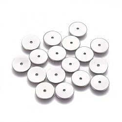 Intercalaire perles en 304 acier inoxydable, plat rond, couleur inoxydable, 10x0.8mm, Trou: 1.2mm